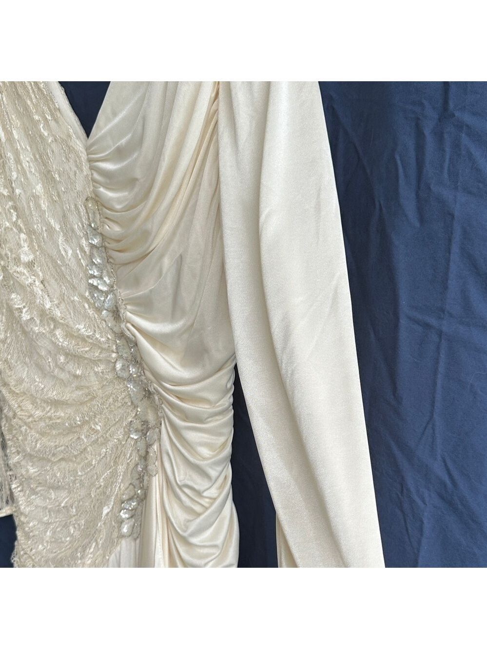 Filigree Ltd Vintage Elegant Ivory Draped Long Sleeve Special Occasion Dress 18W - Picture 6 of 17